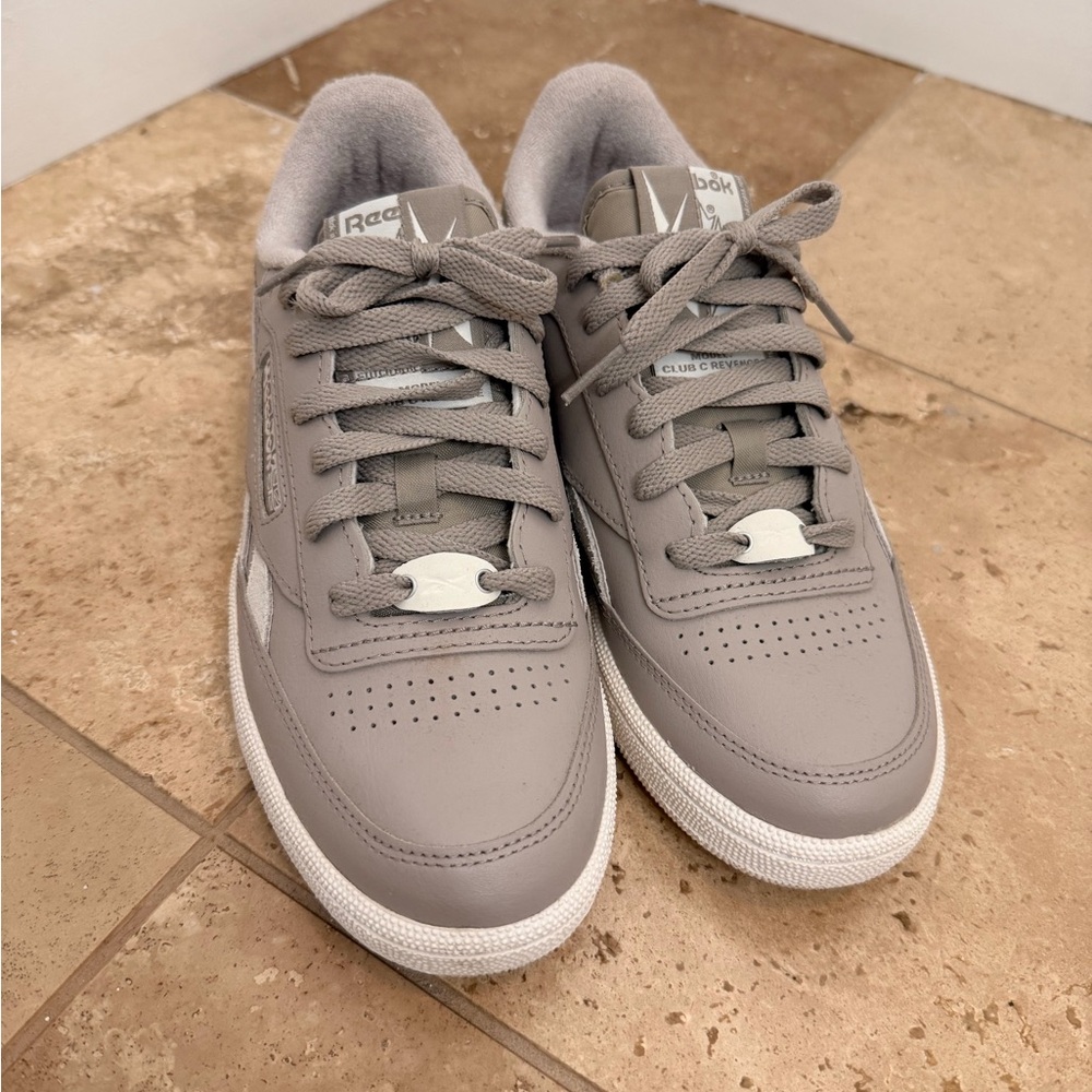 Reebok Taupe Leather Sneakers